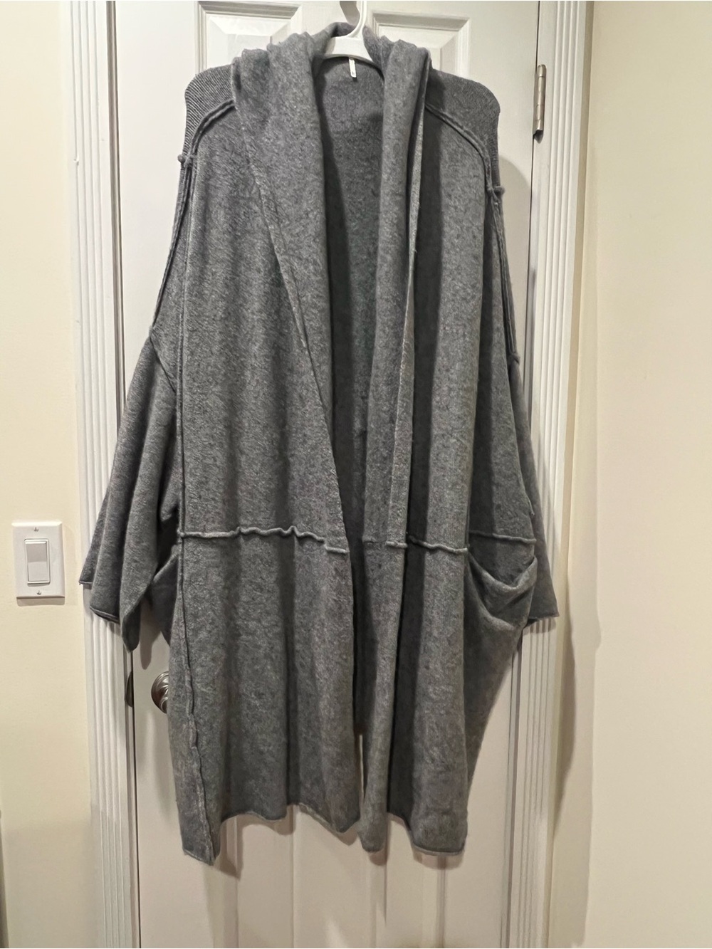 Free People Gray Hooded Open Cardigan Sweater